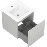 Mexen Rivel bathroom cabinet 45 cm with Otis sink, 1 drawer, grooved, grey matte/white matte - 91A20-04547-1-BF62-W18M01