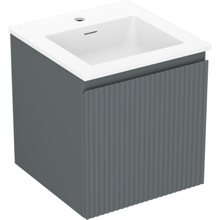 Mexen Rivel 45 cm bathroom cabinet with Otis sink, 1 drawer, grooved, matte graphite/white matte - 91A20-04547-1-BF66-W18M01