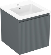 Mexen Rivel 45 cm bathroom cabinet with Otis sink, 1 drawer, grooved, matte graphite/white matte - 91A20-04547-1-BF66-W18M01