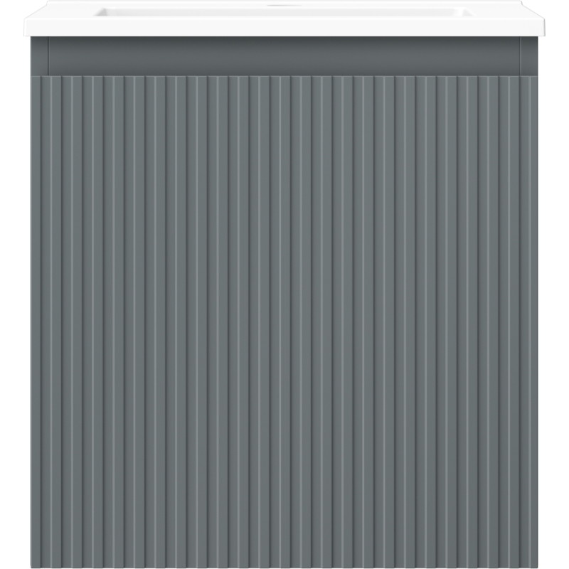 Mexen Rivel 45 cm bathroom cabinet with Otis sink, 1 drawer, grooved, matte graphite/white matte - 91A20-04547-1-BF66-W18M01