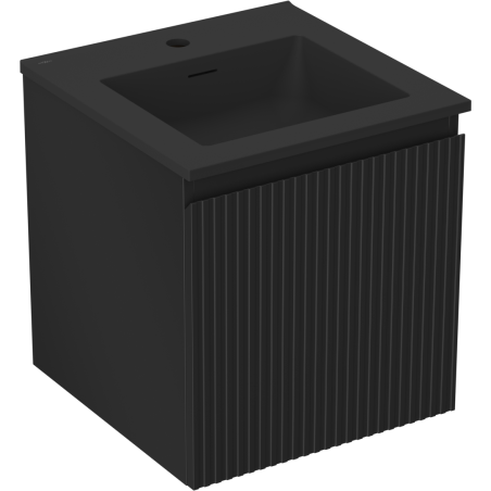 Mexen Rivel bathroom cabinet 45 cm with Otis sink, 1 drawer, fluted, black matte - 91A20-04547-1-BF71-W18M71