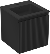Mexen Rivel bathroom cabinet 45 cm with Otis sink, 1 drawer, fluted, black matte - 91A20-04547-1-BF71-W18M71