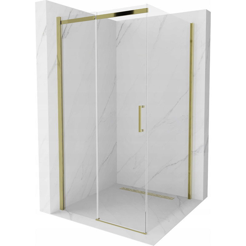 Mexen Omega extendable shower cubicle 100 x 100 cm, Transparent, Gold - 825-100-100-50-00