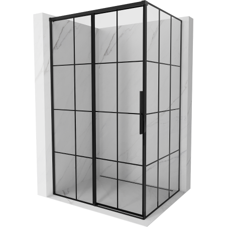 Mexen Rox left sliding shower cabin 145 x 120 cm, black grid, black -  8C2-145-120-70-77-L