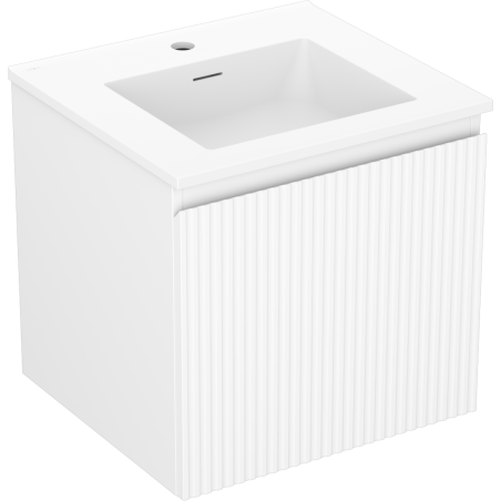 Mexen Rivel bathroom cabinet 50 cm with Otis sink, 1 drawer, fluted, white matte - 91A20-05047-1-BF01-W18M01