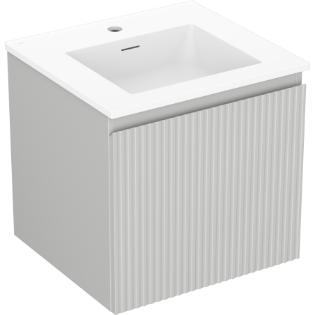 Mexen Rivel bathroom cabinet 50 cm with Otis sink, 1 drawer, grooved, matte gray/white matte - 91A20-05047-1-BF62-W18M01