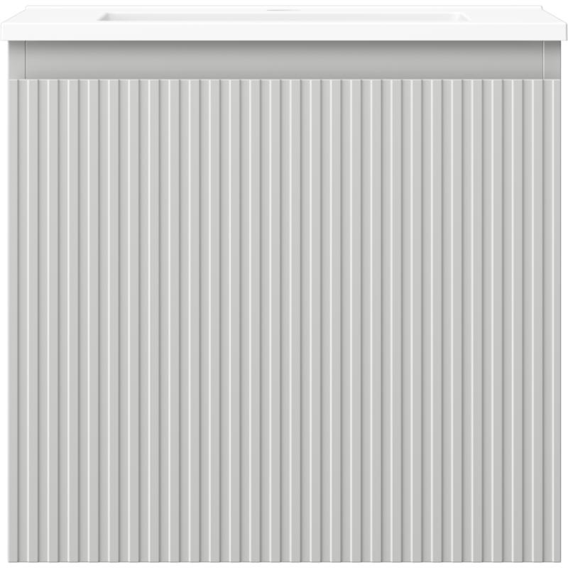 Mexen Rivel bathroom cabinet 50 cm with Otis sink, 1 drawer, grooved, grey matt/white matt - 91A20-05047-1-BF62-W18M01