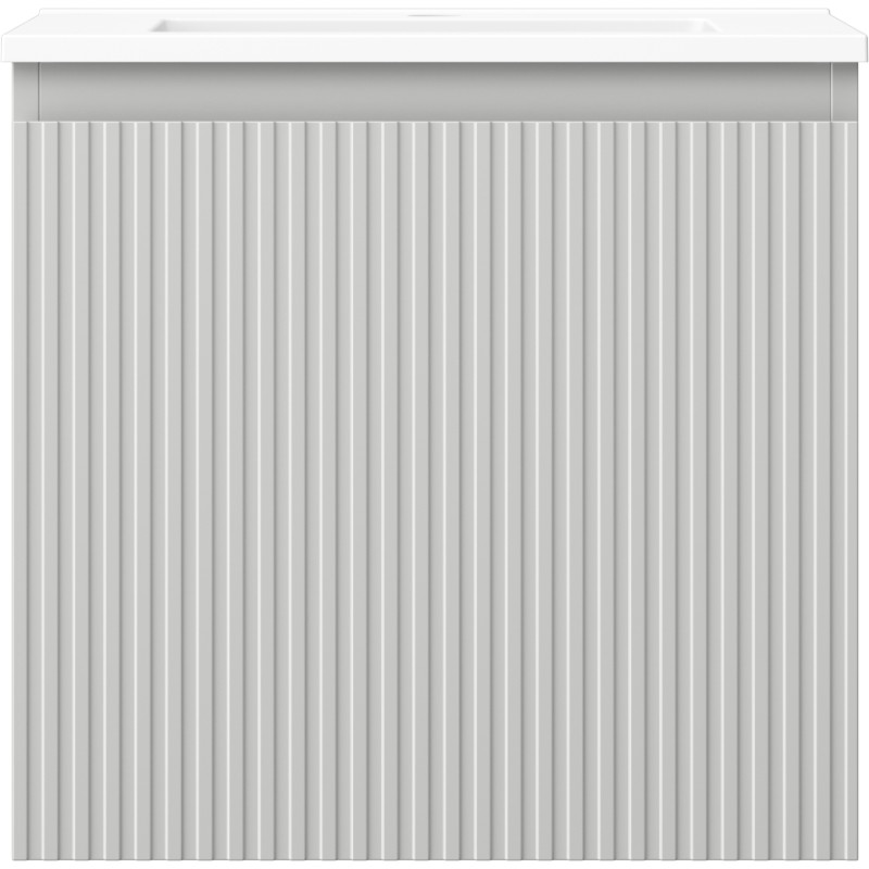 Mexen Rivel bathroom cabinet 50 cm with Otis sink, 1 drawer, grooved, matte gray/white matte - 91A20-05047-1-BF62-W18M01