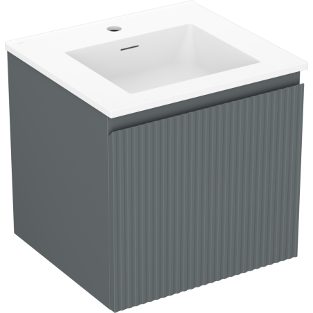 Mexen Rivel 50 cm Bathroom Cabinet with Otis Sink, 1 Drawer, Grooved, Matt Graphite/White - 91A20-05047-1-BF66-W18M01