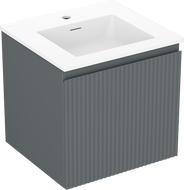 Mexen Rivel bathroom cabinet 50 cm with Otis sink, 1 drawer, fluted, matte graphite/white matte - 91A20-05047-1-BF66-W18M01