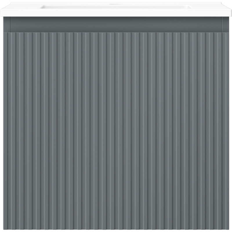 Mexen Rivel 50 cm Bathroom Cabinet with Otis Sink, 1 Drawer, Grooved, Matt Graphite/White - 91A20-05047-1-BF66-W18M01
