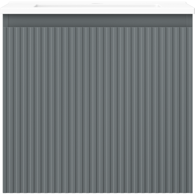 Mexen Rivel bathroom cabinet 50 cm with Otis sink, 1 drawer, grooved, graphite matte/white matte - 91A20-05047-1-BF66-W18M01