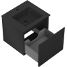 Mexen Rivel bathroom cabinet 50 cm with Otis sink, 1 drawer, grooved, black matte - 91A20-05047-1-BF71-W18M71