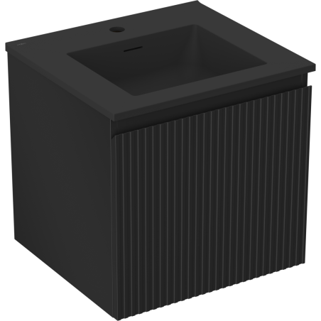 Mexen Rivel bathroom cabinet 50 cm with Otis sink, 1 drawer, grooved, black matte - 91A20-05047-1-BF71-W18M71
