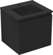 Mexen Rivel 50 cm Bathroom Cabinet with Otis Sink, 1 Drawer, Grooved, Black Matte - 91A20-05047-1-BF71-W18M71