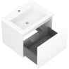 Mexen Rivel bathroom cabinet 60 cm with Otis sink, 1 drawer, fluted, white matte - 91A20-06047-1-BF01-W18M01