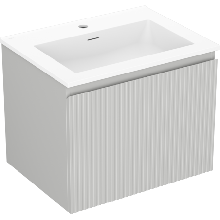 Mexen Rivel 60 cm Bathroom Cabinet with Otis Sink, 1 Drawer, Grooved, Matte Gray/Matte White - 91A20-06047-1-BF62-W18M01