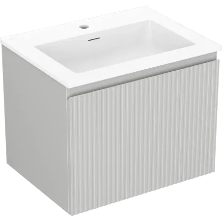 Mexen Rivel bathroom cabinet 60 cm with Otis sink, 1 drawer, grooved, grey matte/white matte - 91A20-06047-1-BF62-W18M01