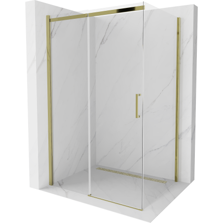 Mexen Omega extendable shower cubicle 120 x 90 cm, Transparent, Gold - 825-120-090-50-00