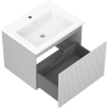 Mexen Rivel 60 cm Bathroom Cabinet with Otis Sink, 1 Drawer, Grooved, Matte Gray/Matte White - 91A20-06047-1-BF62-W18M01