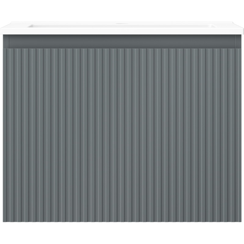 Mexen Rivel bathroom cabinet 60 cm with Otis sink, 1 drawer, grooved, graphite matt/white matt - 91A20-06047-1-BF66-W18M01