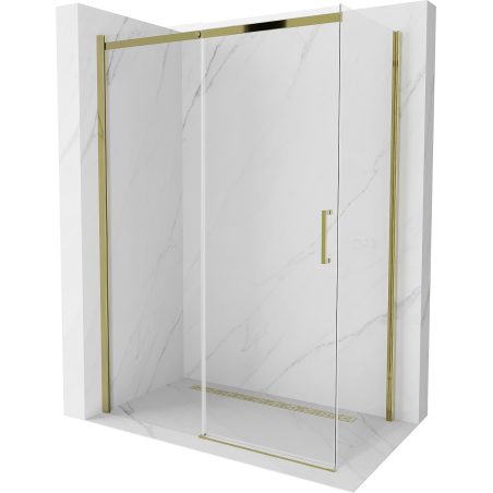 Mexen Omega extendable shower cubicle 130 x 70 cm, Transparent, Gold - 825-130-070-50-00