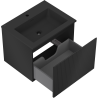 Mexen Rivel 60 cm Bathroom Cabinet with Sink Otis, 1 Drawer, Fluted, Black Matte - 91A20-06047-1-BF71-W18M71