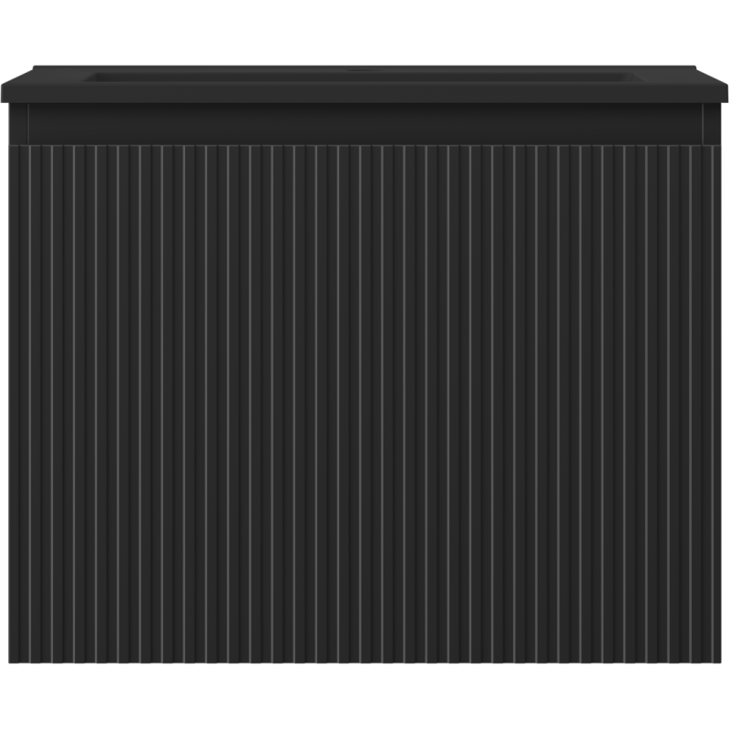 Mexen Rivel 60 cm Bathroom Cabinet with Otis Sink, 1 Drawer, Grooved, Black Matte - 91A20-06047-1-BF71-W18M71