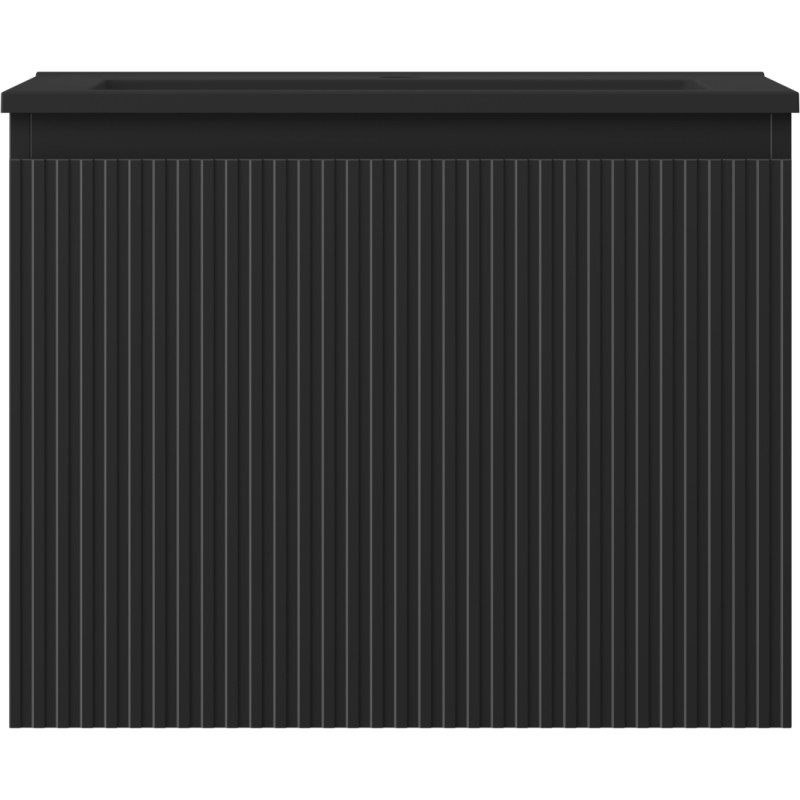Mexen Rivel 60 cm Bathroom Cabinet with Sink Otis, 1 Drawer, Fluted, Black Matte - 91A20-06047-1-BF71-W18M71