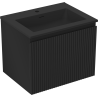 Mexen Rivel 60 cm Bathroom Cabinet with Sink Otis, 1 Drawer, Fluted, Black Matte - 91A20-06047-1-BF71-W18M71