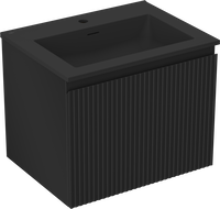 Mexen Rivel 60 cm Bathroom Cabinet with Sink Otis, 1 Drawer, Fluted, Black Matte - 91A20-06047-1-BF71-W18M71