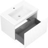 Mexen Rivel 70 cm bathroom cabinet with Otis sink, 1 drawer, fluted, white matte - 91A20-07047-1-BF01-W18M01
