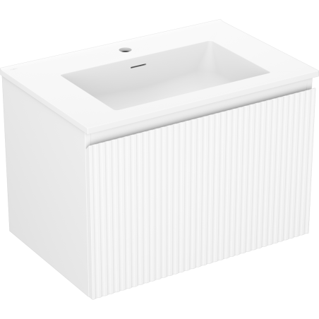 Mexen Rivel 70 cm bathroom cabinet with Otis sink, 1 drawer, fluted, white matte - 91A20-07047-1-BF01-W18M01