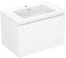 Mexen Rivel 70 cm bathroom cabinet with Otis sink, 1 drawer, fluted, white matte - 91A20-07047-1-BF01-W18M01