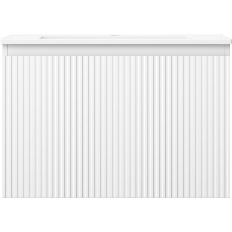 Mexen Rivel 70 cm bathroom cabinet with Otis sink, 1 drawer, fluted, white matte - 91A20-07047-1-BF01-W18M01