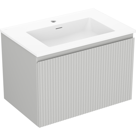 Mexen Rivel bathroom cabinet 70 cm with Otis washbasin, 1 drawer, grooved, grey matt/white matt - 91A20-07047-1-BF62-W18M01