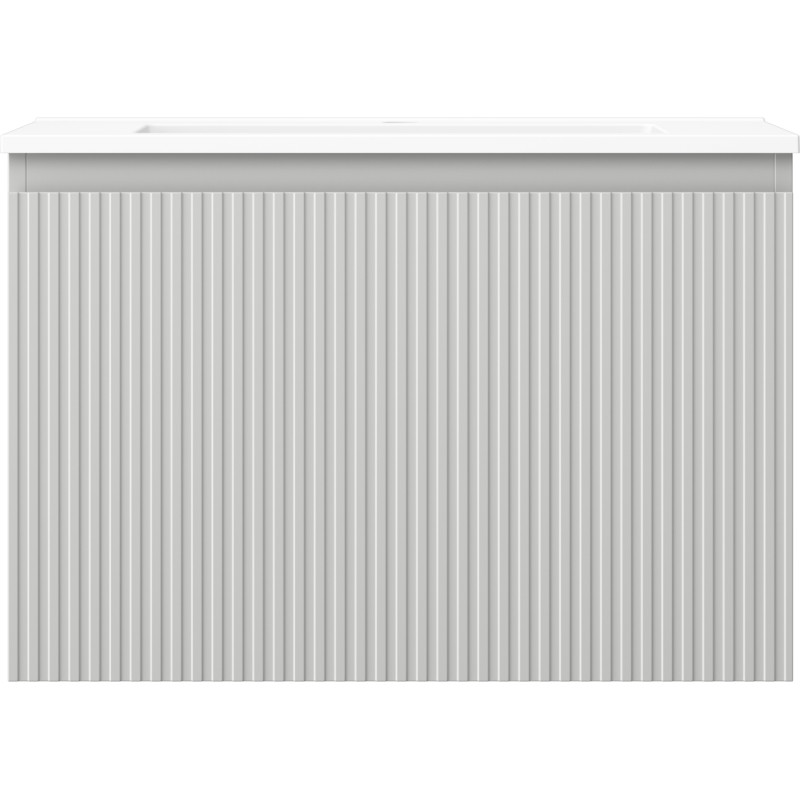 Mexen Rivel 70 cm Bathroom Cabinet with Basin Otis, 1 Drawer, Grooved, Matte Gray/Matte White - 91A20-07047-1-BF62-W18M01