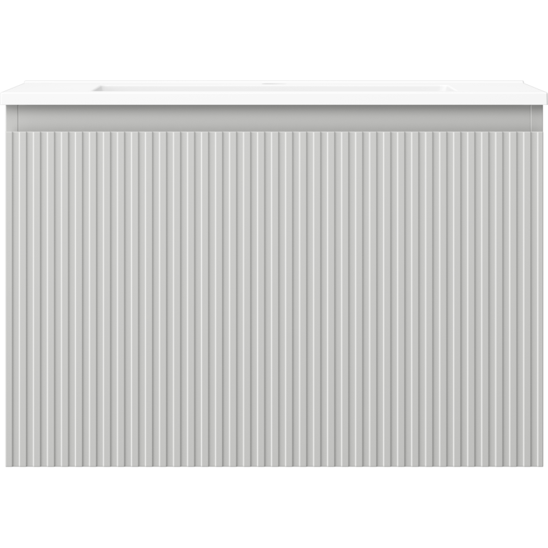 Mexen Rivel bathroom cabinet 70 cm with Otis washbasin, 1 drawer, grooved, grey matt/white matt - 91A20-07047-1-BF62-W18M01