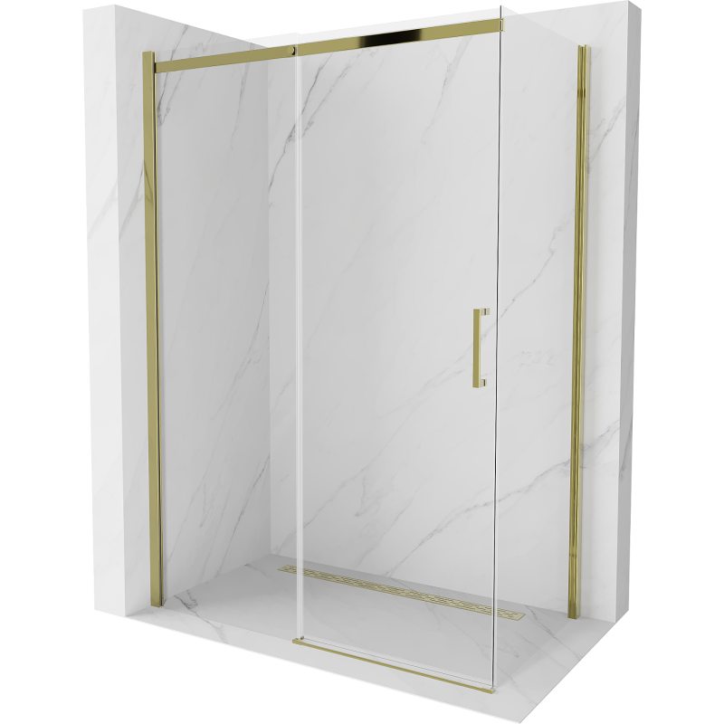 Mexen Omega sliding shower cabin 140 x 70 cm, transparent, gold - 825-140-070-50-00