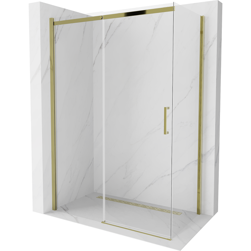 Mexen Omega sliding shower enclosure 140 x 70 cm, transparent, gold - 825-140-070-50-00