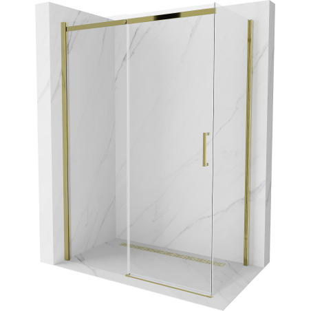 Mexen Omega extendable shower cubicle 140 x 70 cm, Transparent, Gold - 825-140-070-50-00
