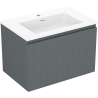 Mexen Rivel 70 cm bathroom cabinet with Otis sink, 1 drawer, fluted, matte graphite/white matte - 91A20-07047-1-BF66-W18M01