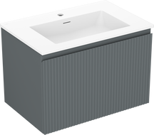 Mexen Rivel bathroom cabinet 70 cm with Otis sink, 1 drawer, ribbed, matte graphite/ matte white - 91A20-07047-1-BF66-W18M01