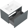 Mexen Rivel 70 cm bathroom cabinet with Otis sink, 1 drawer, fluted, matte graphite/white matte - 91A20-07047-1-BF66-W18M01