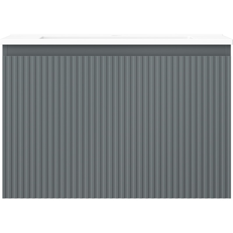 Mexen Rivel 70 cm bathroom cabinet with Otis sink, 1 drawer, fluted, matte graphite/white matte - 91A20-07047-1-BF66-W18M01