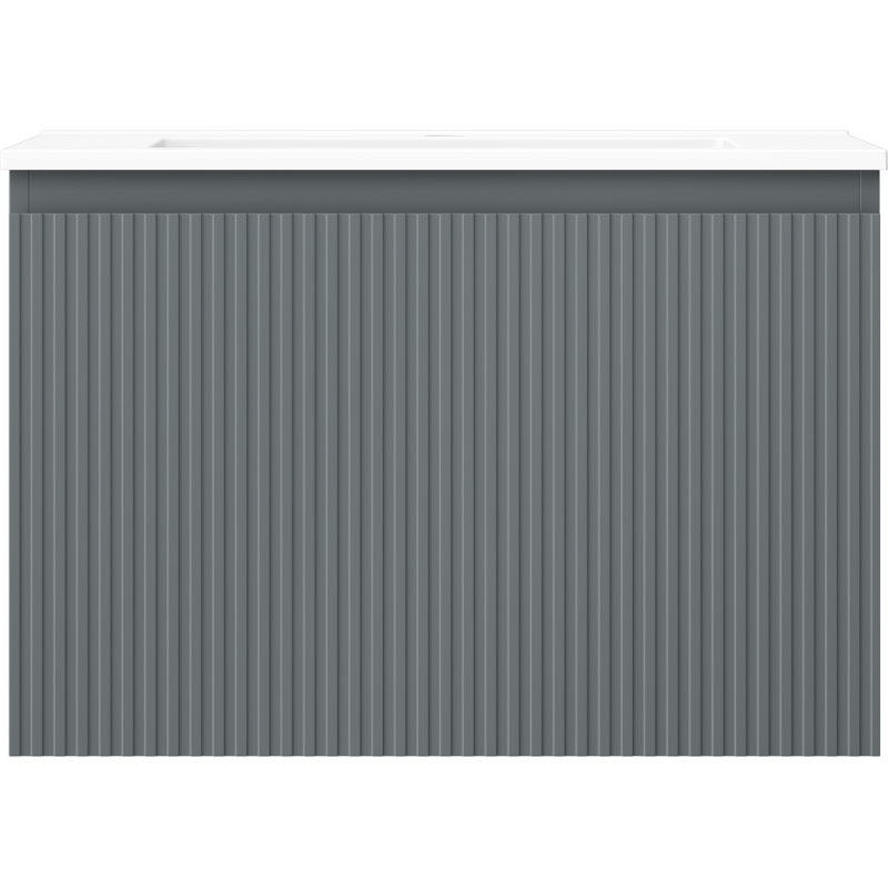 Mexen Rivel 70 cm bathroom cabinet with Otis sink, 1 drawer, grooved, graphite matt/white matt - 91A20-07047-1-BF66-W18M01