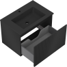 Mexen Rivel bathroom cabinet 70 cm with sink Otis, 1 drawer, grooved, matte black - 91A20-07047-1-BF71-W18M71