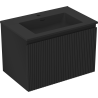 Mexen Rivel bathroom cabinet 70 cm with Otis sink, 1 drawer, grooved, black matte - 91A20-07047-1-BF71-W18M71