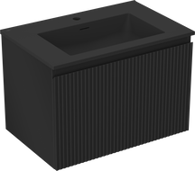 Mexen Rivel bathroom cabinet 70 cm with Otis sink, 1 drawer, grooved, black matte - 91A20-07047-1-BF71-W18M71