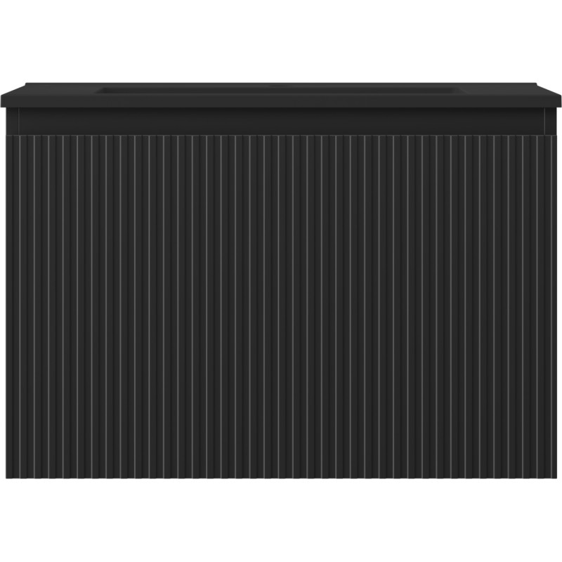 Mexen Rivel bathroom cabinet 70 cm with sink Otis, 1 drawer, grooved, matte black - 91A20-07047-1-BF71-W18M71